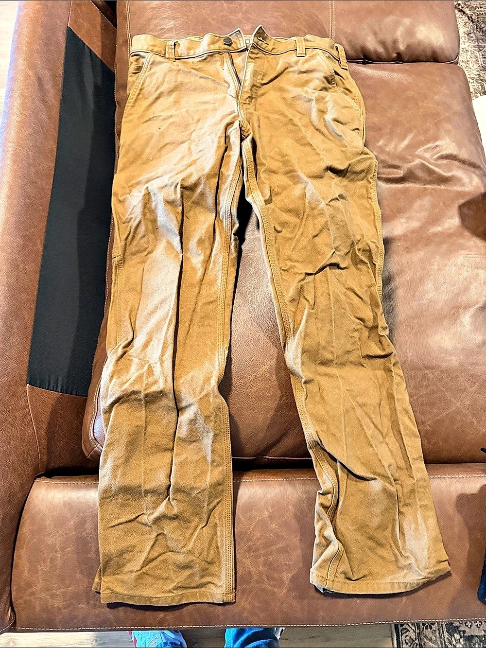 Carhartt Washed Duck Work Dungaree / B11 Cargo Pants Brown Waist 34 x 32